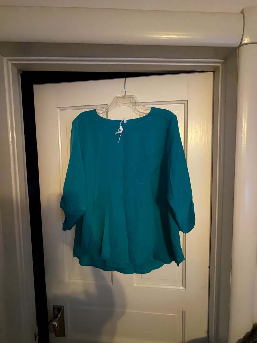 Willow Bay Blouse Size XL Teal Polyester Pocket